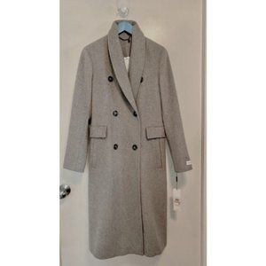 Calvin Klein Women Gray Wool Double Breasted Coat Size S